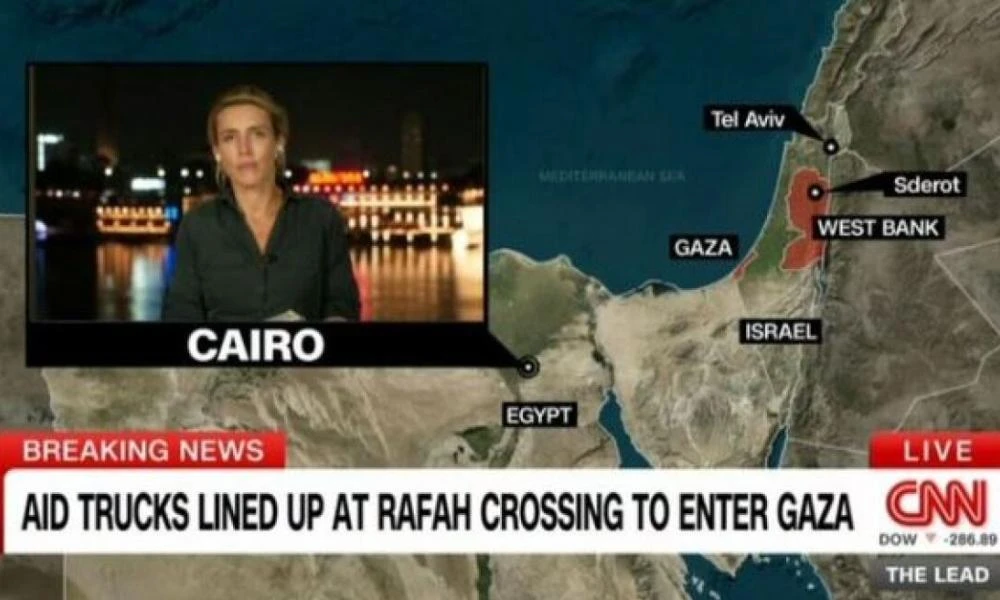 Xάρτης του CNN δείχνει το Τελ Αβίβ δίπλα στη Συρία και τη Σντερότ στη Δυτική Όχθη